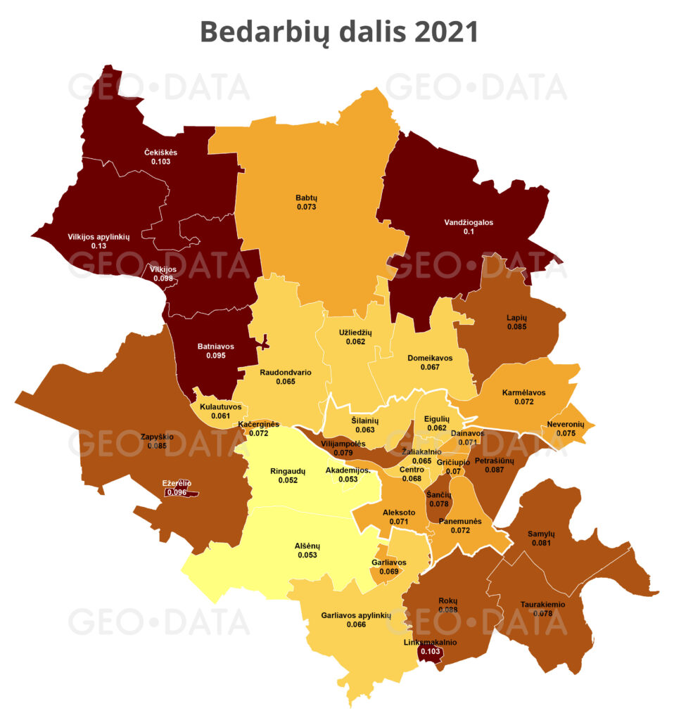 Kur Kaune gyvena daugiausiai bedarbių