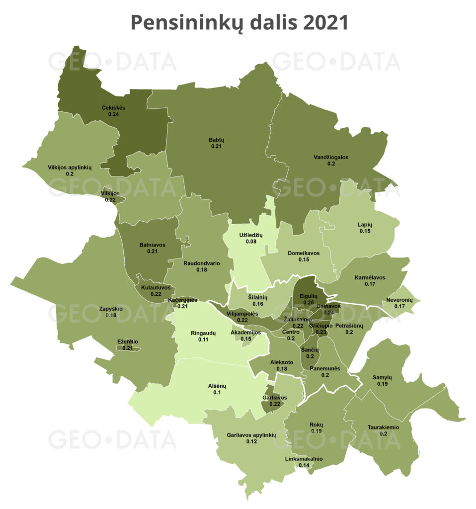 Kur Kaune gyvena daugiausiai pensininkų