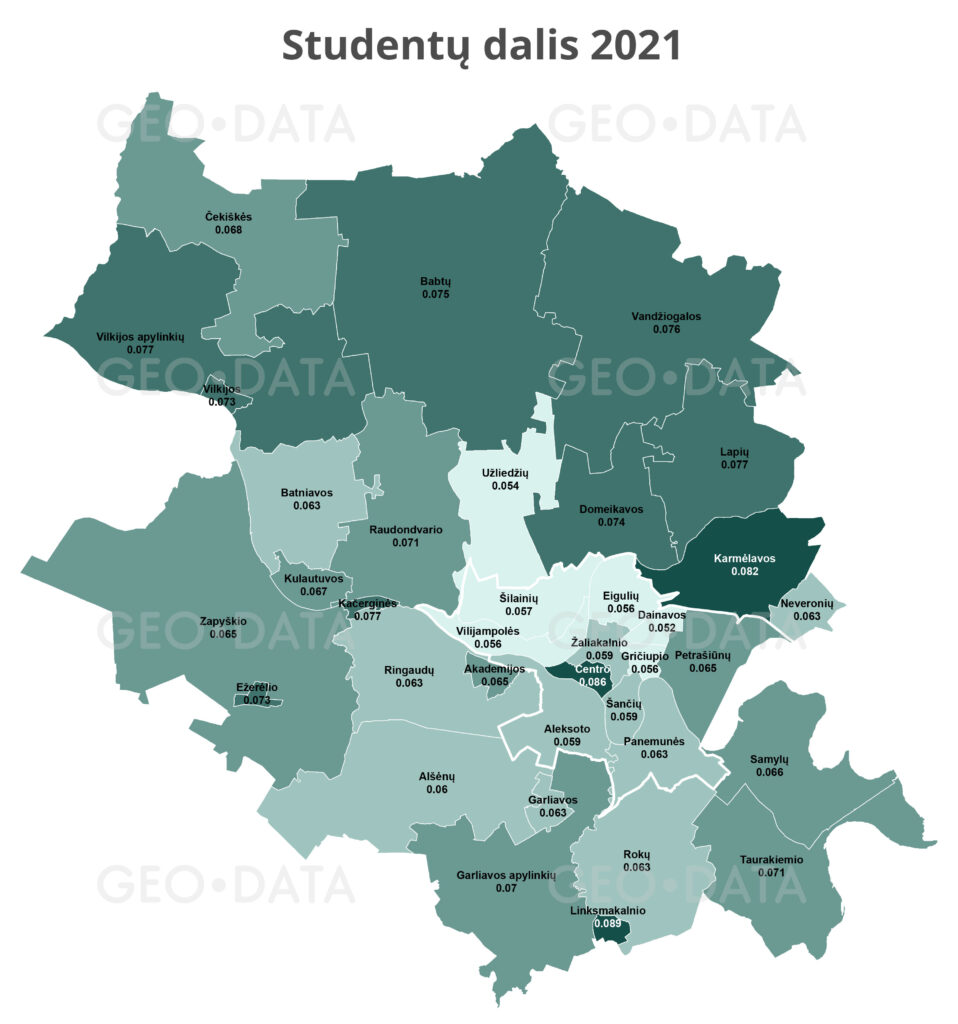 Kur Kaune gyvena daugiausiai studentų